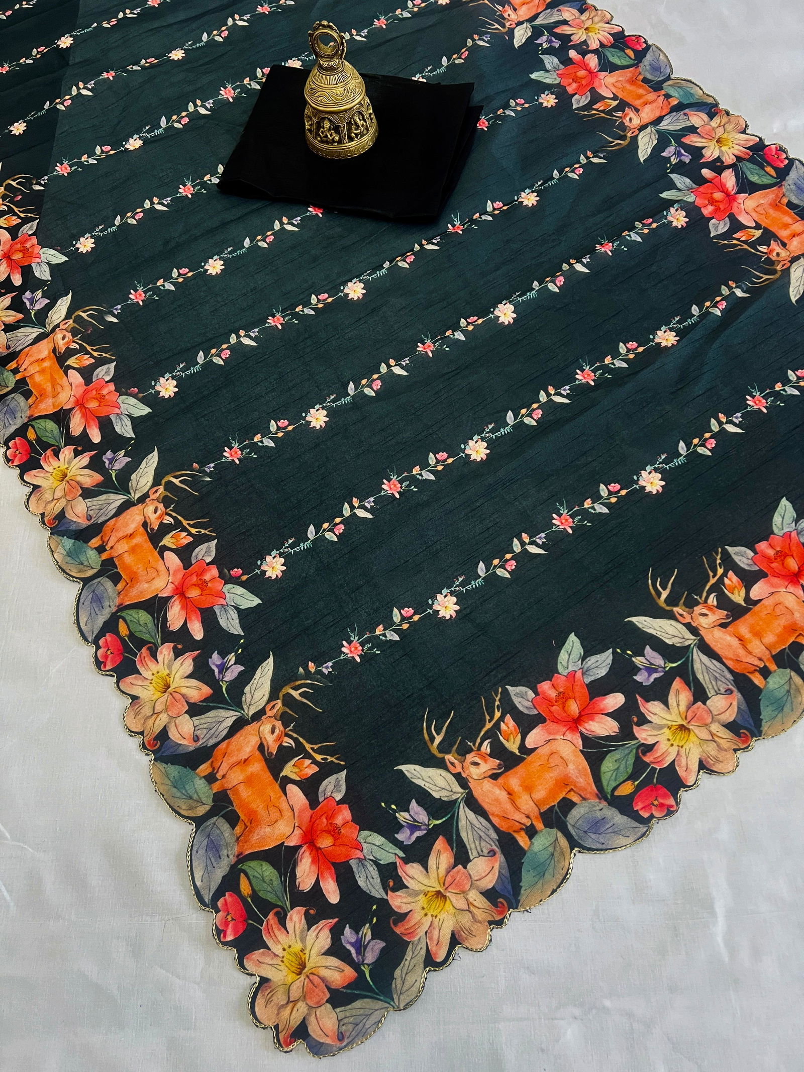 MG 374 Zarna Silk Cut work border Digital Printed Sarees Wholesale Shop In Surat